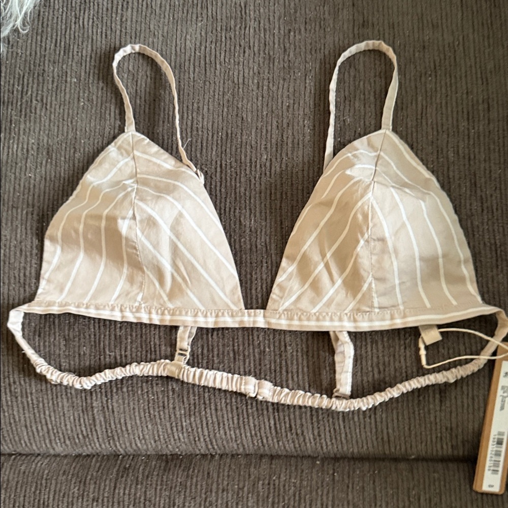 SKIMS Beige Striped Poplin Bralette